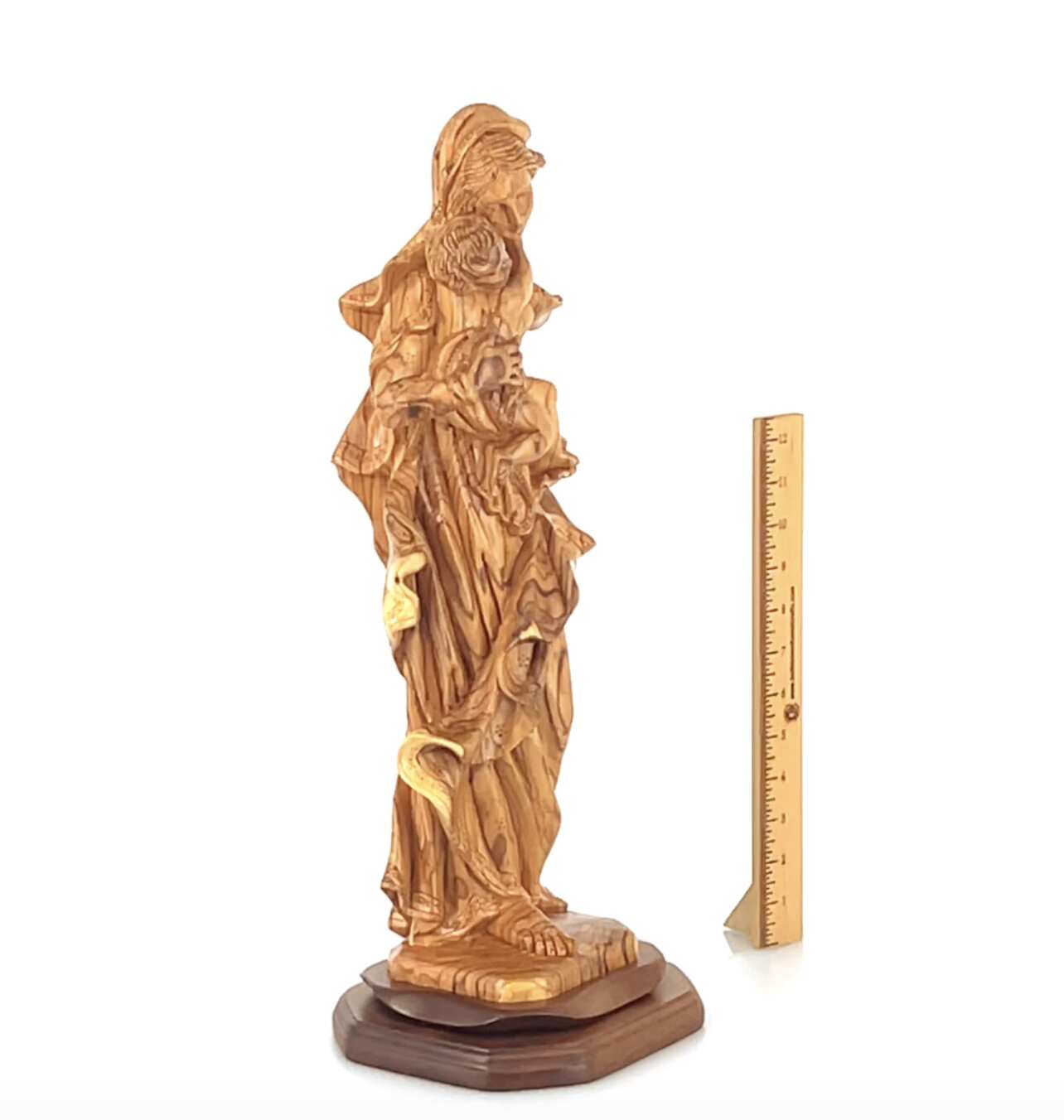 Virgin Mary Holding the Holy Child 20.5", Carved from the Holy Land Olive Wood