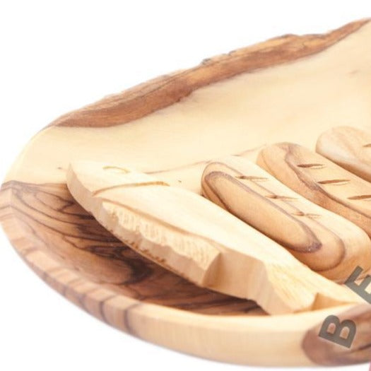 Tobgha fish bread loaves, hand carved from olive wood in the holy land, wooden grain plate, christian decor inspired from bible