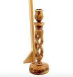 Candle Holder with Hollow Twist, 9.3" Tall from Holy Land Olive Wood