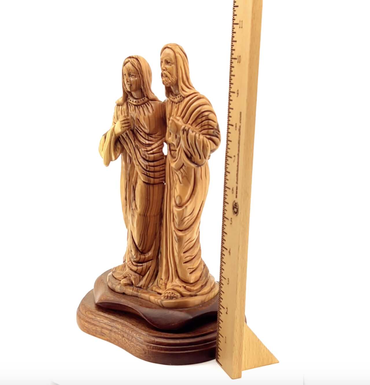 Virgin Mary with Jesus Christ Statue, 10.6" Carved from the Holy Land Olive Wood