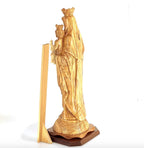 Our Lady of Mount Carmel olive wood statue from Bethlehem hand carved, 17.3 inch scale reference view