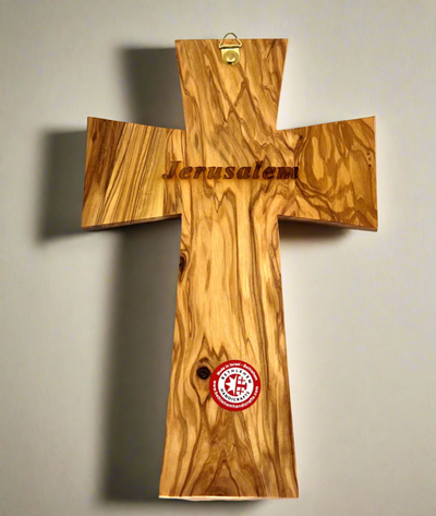 Jerusalem Engraved Wall Cross, Hand Made with Our Father en el Espanol, Hanging Rosary with Jesus Christ