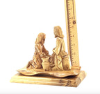 Jesus Christ statue hand carved from Bethlehem olive wood, 7.5 inch side angle of the olive wood sculpture