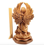 Angel with Wings Praying, 14.5" Carved Statue from Holy Land Olive Wood