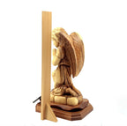 Guardian Angel Praying Carving 10.5" Hand made from Holy Land Olive Wood