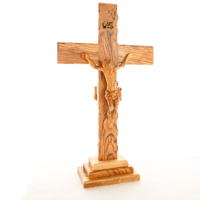 15.5" Altar Crucifix, Olive Wood Masterpiece from Olive Wood