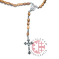 Rosary with Stretchy Elastic Cord and Oval Wooden Beads