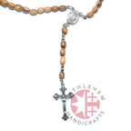 Rosary with Stretchy Elastic Cord and Oval Wooden Beads