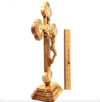 13.8" Standing Crucifix with 2.5" Base, Carved Corpus and 5 Holy Land Souvenirs