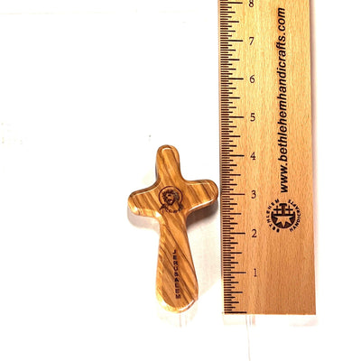 Comfort Cross with "Jesus Crown of Thorns", 4.3" Olive Wood from Holy Land