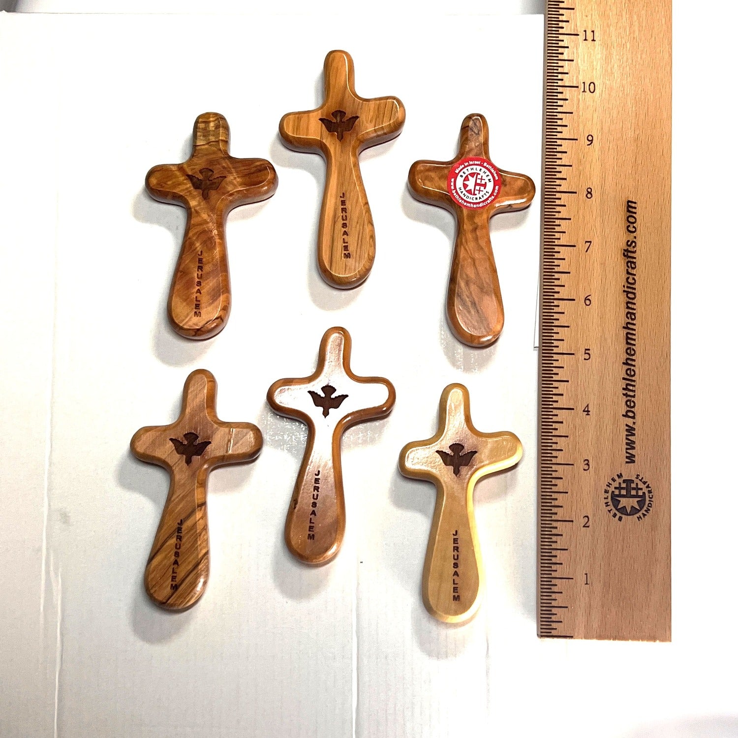 Comfort Pocket Cross Crucifix , 4.3 Olive Wood from Holy Land