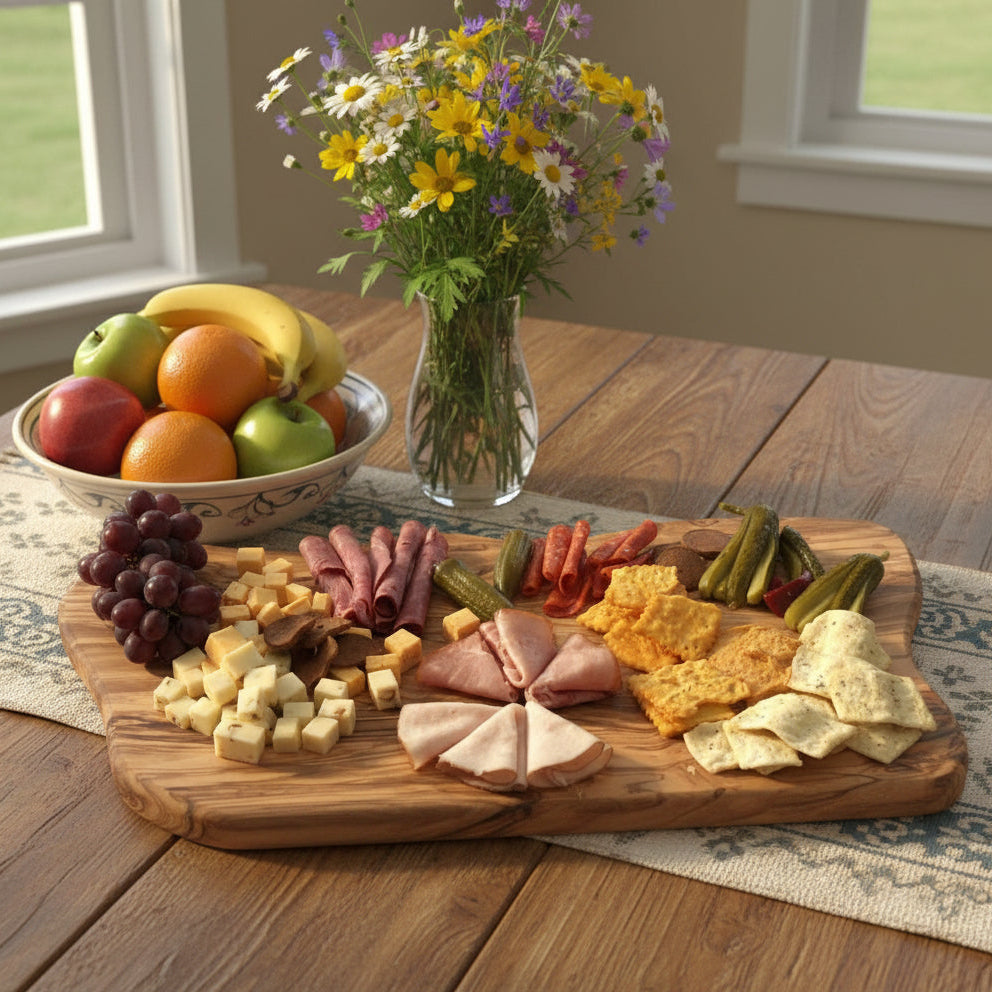Unique Wooden Cutting Board / Charcuterie Board Handmade from Olive Wood Grown in Holy Land
