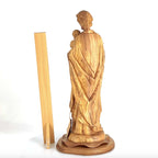 Jesus Christ statue hand carved from Bethlehem olive wood, 25.6 inch scale reference view