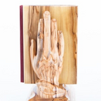 religious olive wood statue hand carved in Bethlehem, 7.9 inch close detail of the hand carved work