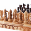 Unique Wooden Hand Made Chess Board and Hand Carved Chess Pieces, Made from Olive Wood, Folding Travel Size