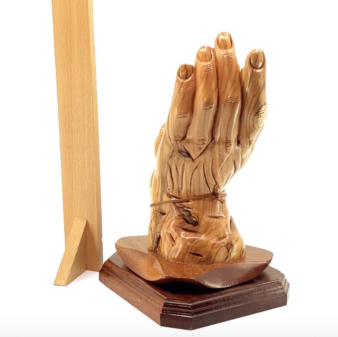 “Protected by the Hand of God” Sculpture 8.5" Tall, Made from Holy Land Olive Wood