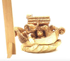 religious olive wood statue hand carved in Bethlehem, 4.5 inch back view of the olive wood sculpture
