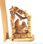 Olive wood nativity scene hand carved in Bethlehem, 8.7 inch back view of the olive wood sculpture