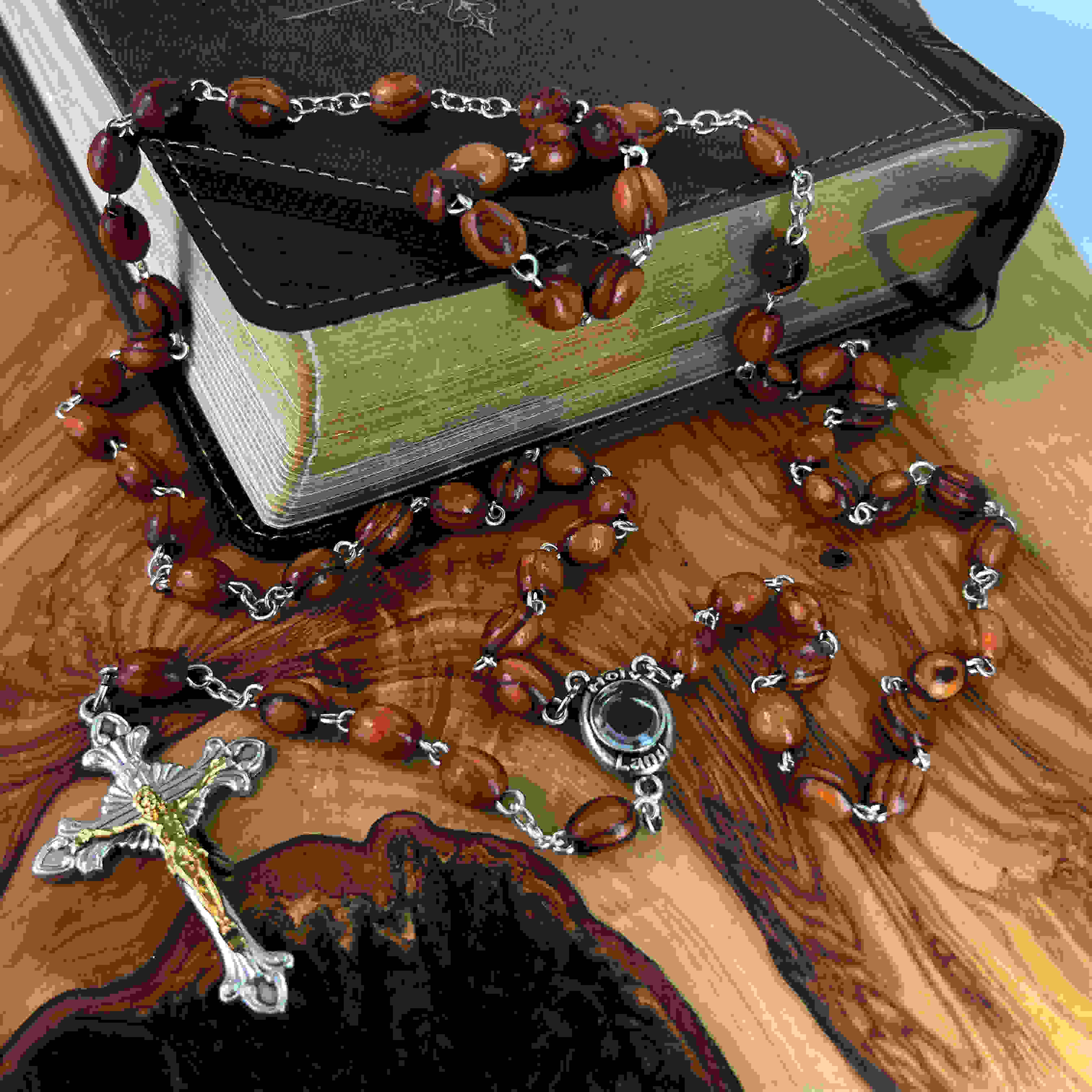 Rosary, 22.4",  Smooth Oval Beads, Holy Land Olive Wood