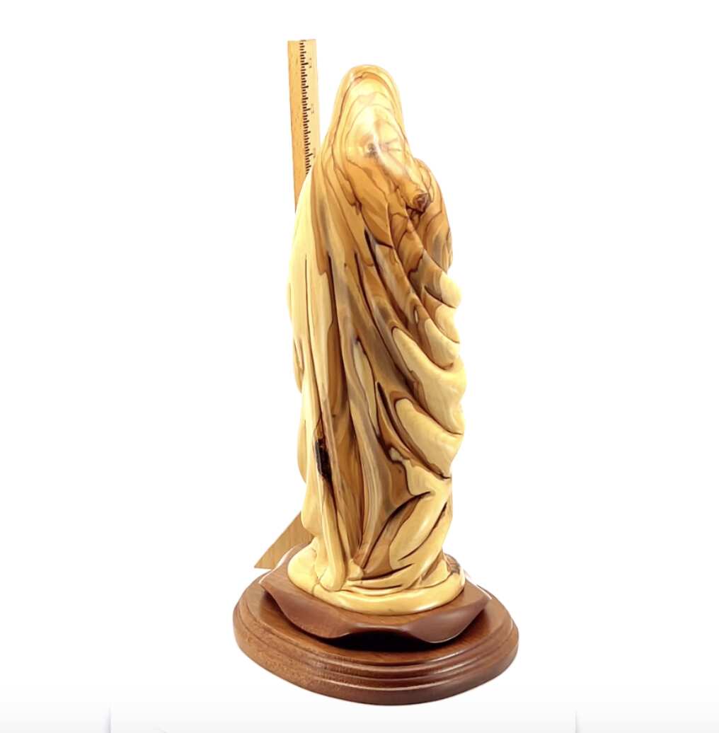 Good Saint Anne with Young Virgin Mary, 13.5", Handmade Sculpture from Olive Wood Statue
